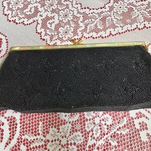 Vintage Black Beaded clutch bag